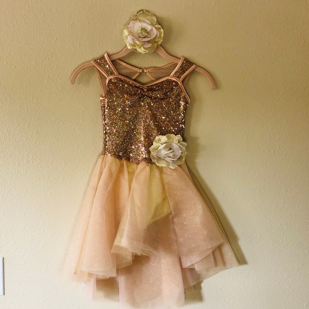 *NEW* Champagne & Rose Gold Dance Costume *FREE SHIPPING*